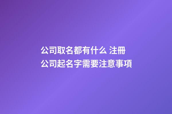 公司取名都有什么 注冊公司起名字需要注意事項-第1張-公司起名-玄機派